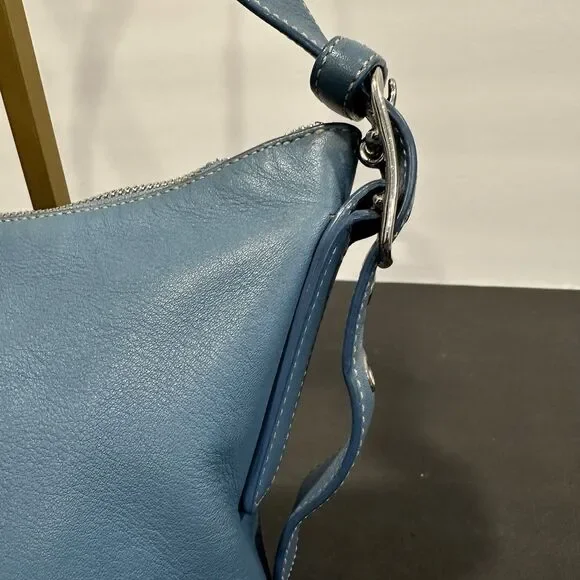 Coach 9326 Vtg Legacy Slim Duffle Slate Blue Leather Purse Bag Shoulder Strap - Picture 4 of 11